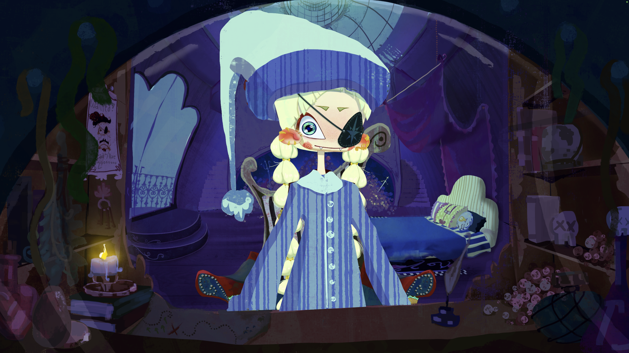 Sleepy cabin at night